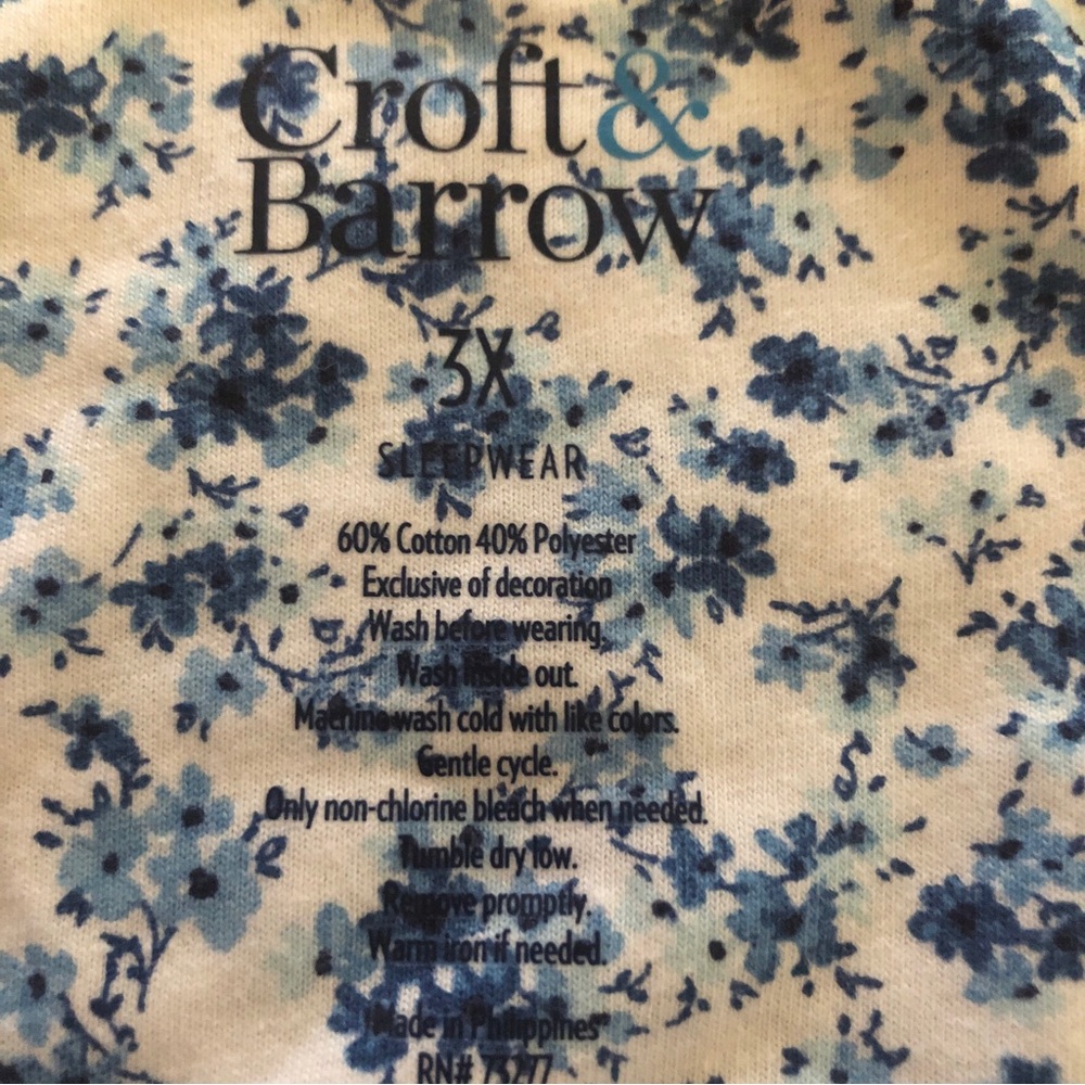CROFT & BARROW Womens Nightgown Plus Size 3X Floral Sleeveless Pintuck Front New - Picture 9 of 10